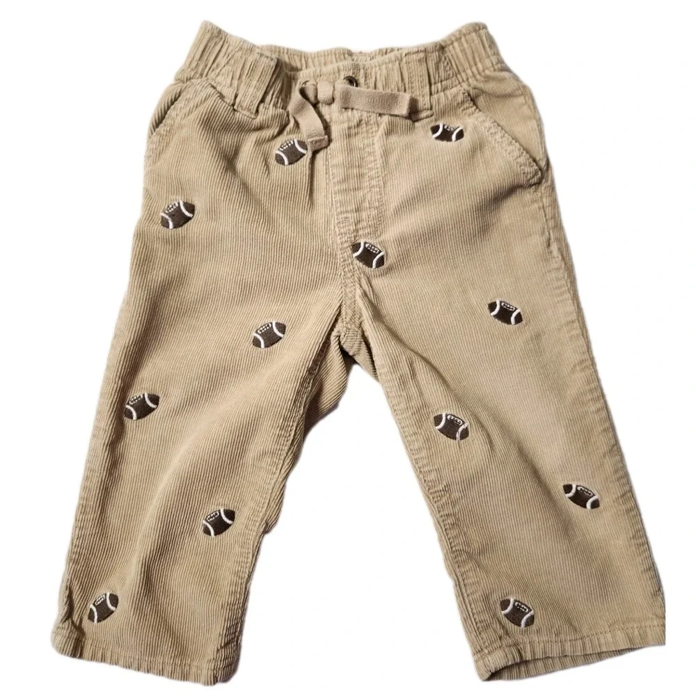 Gymboree 2013 Khaki Cordurory Embroidered Footbaall Pants Size 12-18 Mo...‎